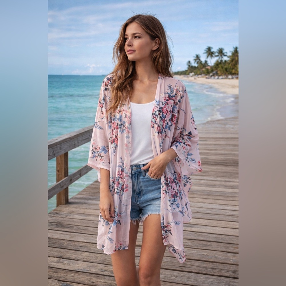 Floral Sheer Kimono NWOT – Oversized Fit (S)